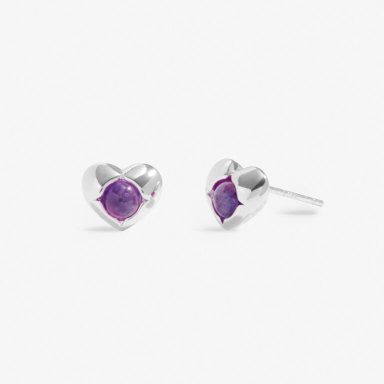 FEBRUARY AMETHYST BIRTHSTONE SILVER PLATED EARRINGS