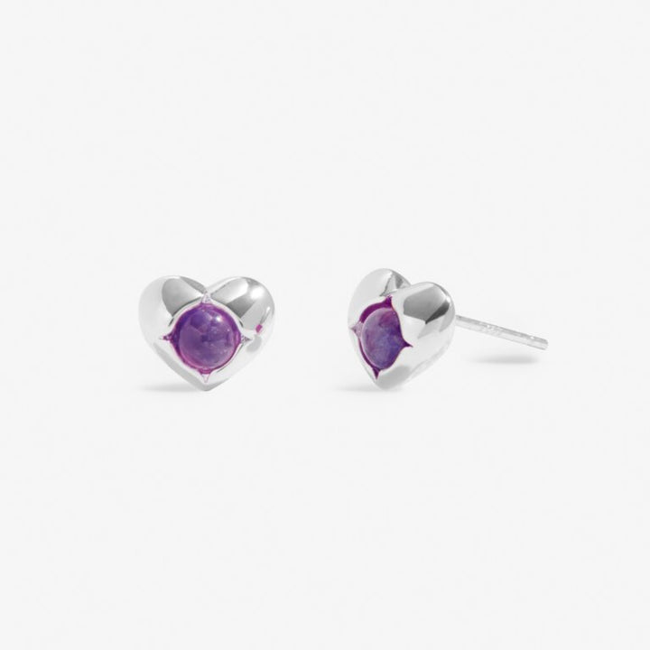 FEBRUARY AMETHYST BIRTHSTONE SILVER PLATED EARRINGS