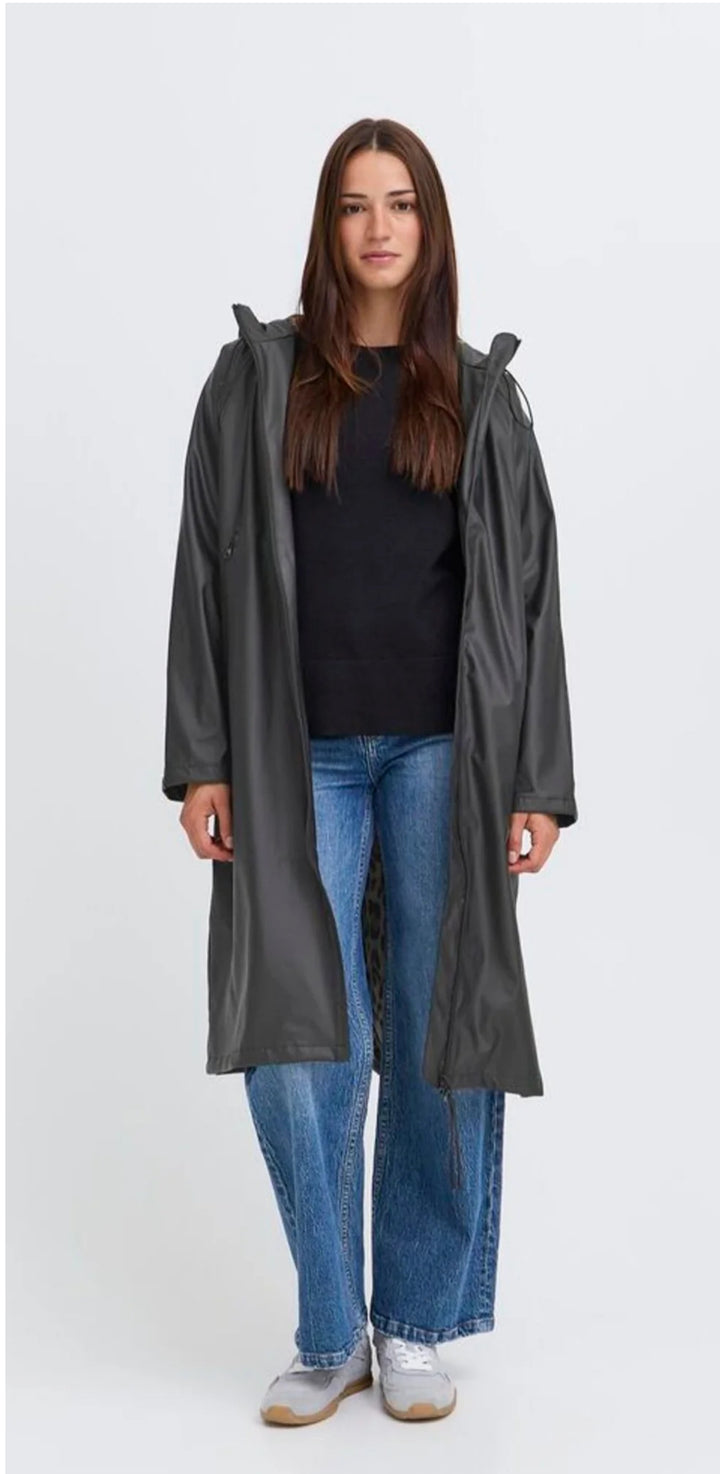 AVAN COAT BLACK LEOPARD