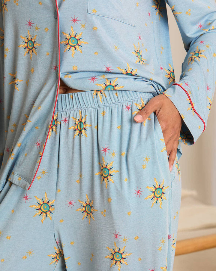Tencel™ Modal Twinkling Sky Button Up Long Pyjama Set: UK 16