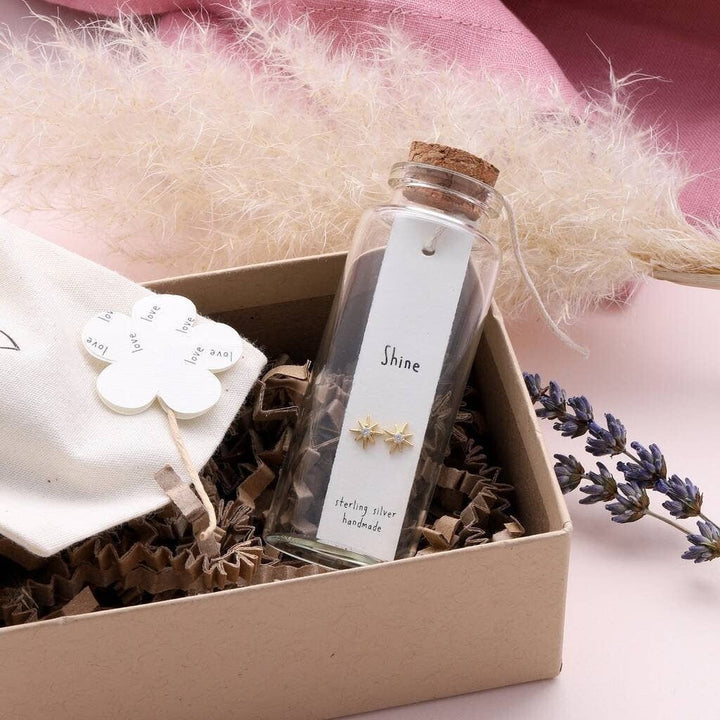 BT002 Message Bottle Sterling Silver Earrings 'Shine': Silver