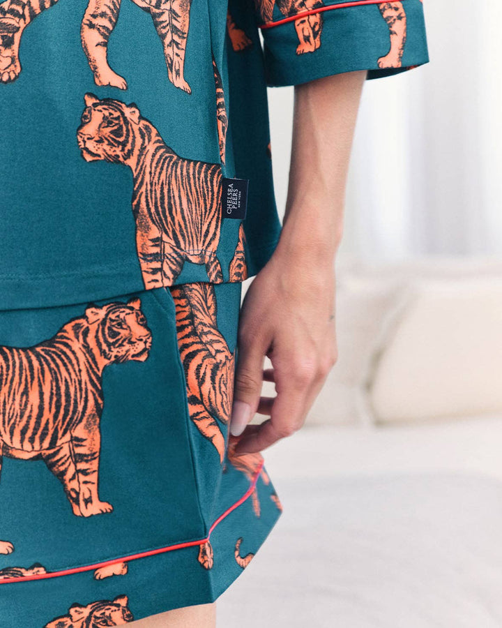 Tiger Print Short Pyjama Set: UK 14