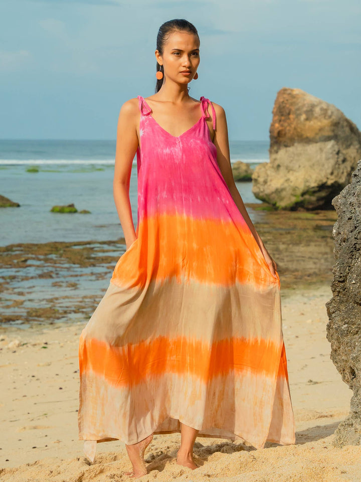 ADJUSTABLE TIE DYE STRAPPY DRESS
