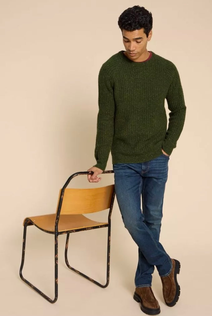 DEEP GREEN CHUNKY CREW NECK JUMPER