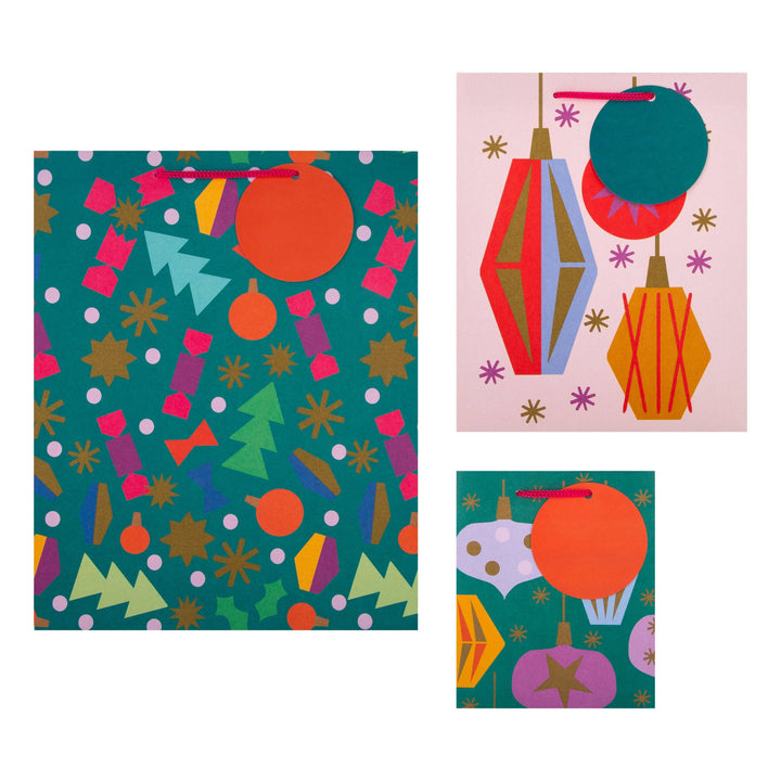 Christmas Gift Bags - Pack of 3 in 3 Abstract Festive