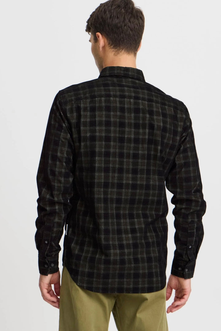 ANTON LS BD CHECKED CORDUROY BLACK