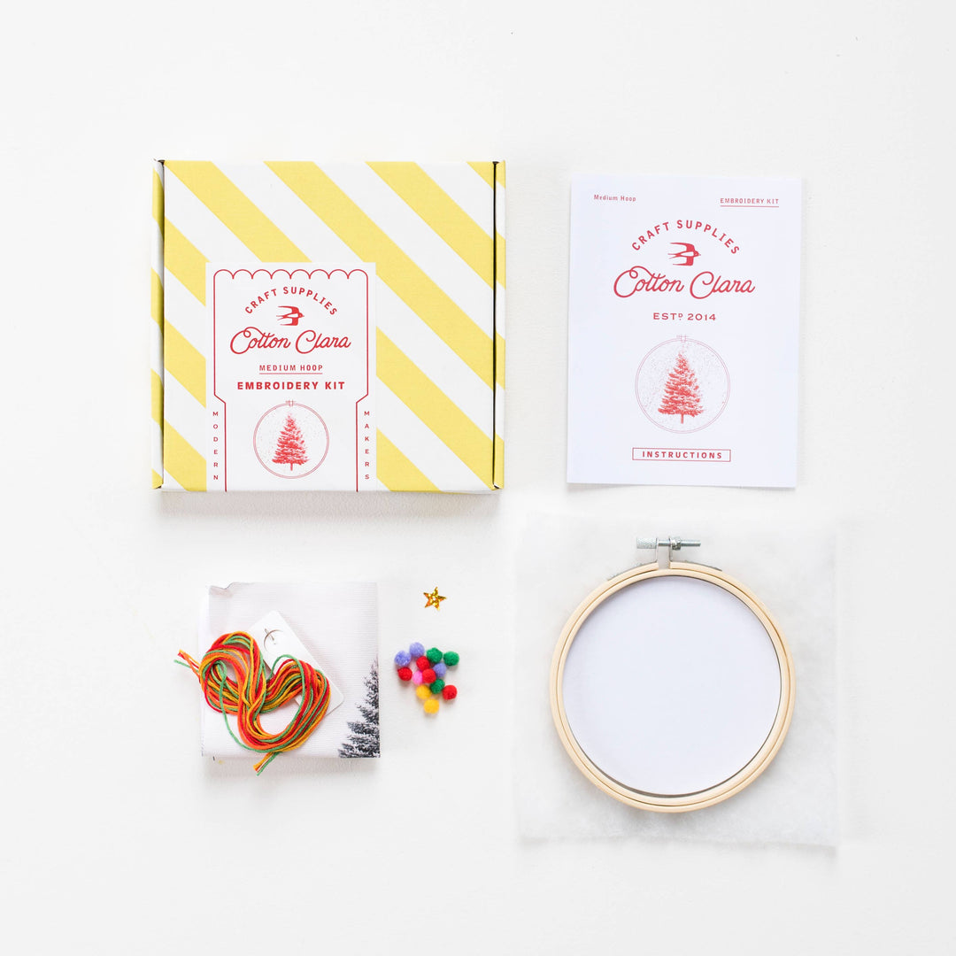 Christmas Tree Embroidery Hoop Kit: Pink
