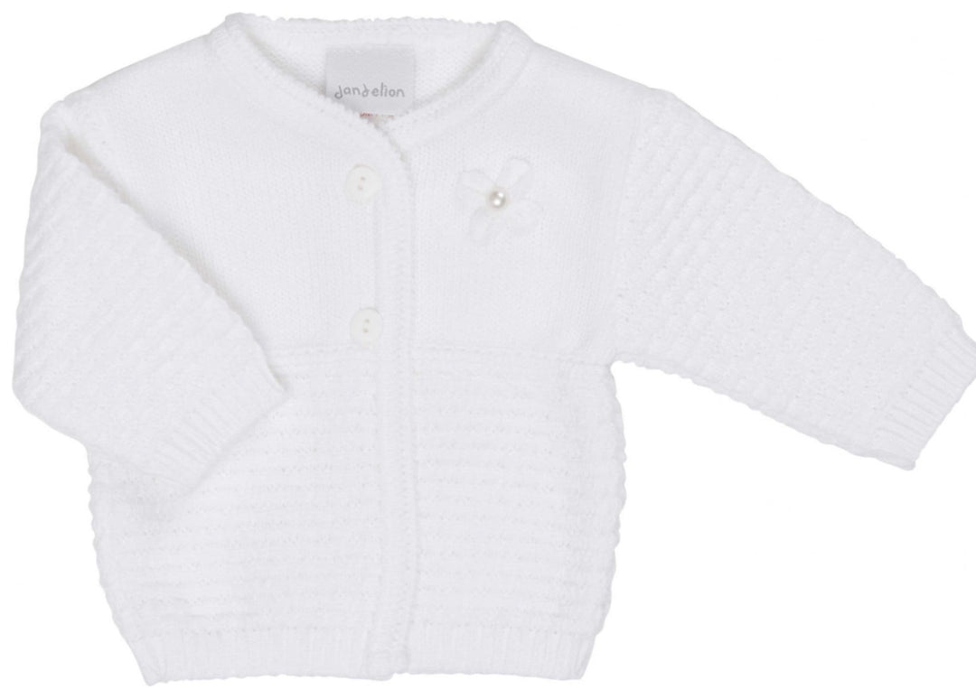 GIRLS MATINEE CARDIGAN WHITE 0-3 MONTHS