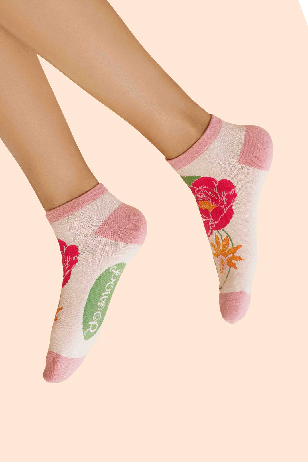 Tropical Flora Trainer Socks - Coconut