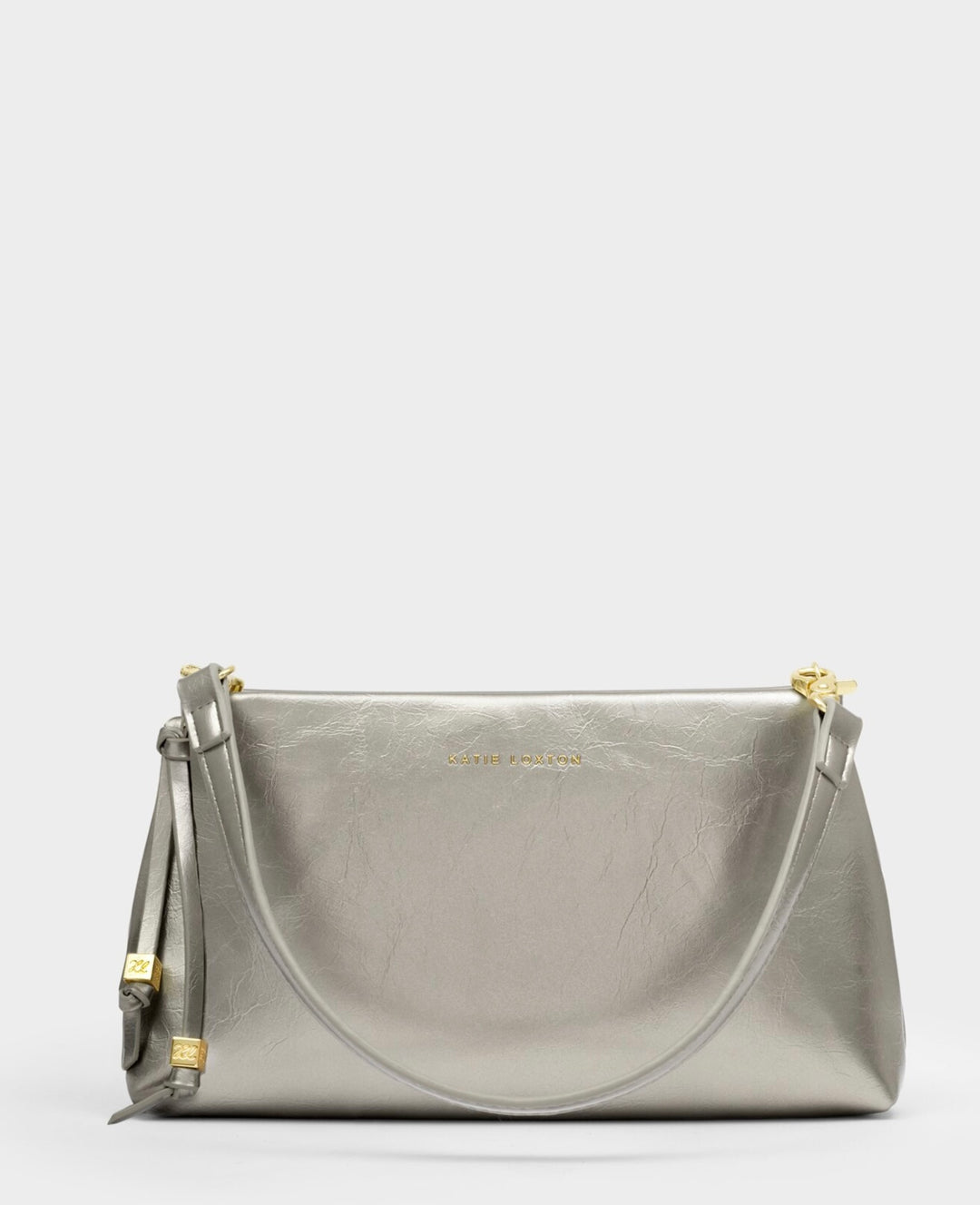 NOVA TEXTURED PATENT CLUTCH | PEWTER