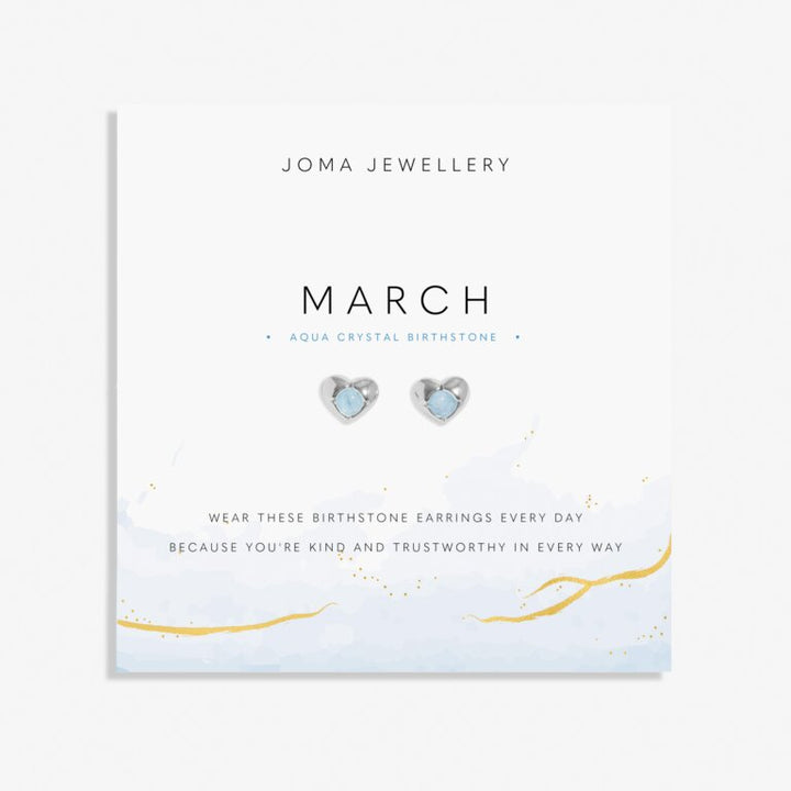 MARCH AQUA CRYSTAL BIRTHSTONE SILVER PLATED EARRINGS