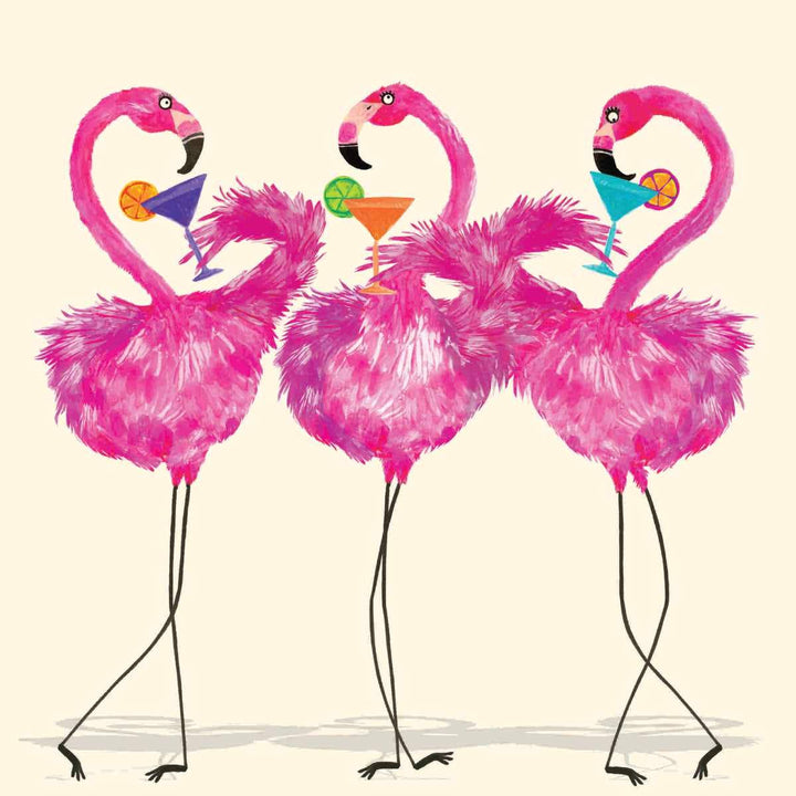 Flamingos Drinking Greeting Card | Flamingo Birthday Card
