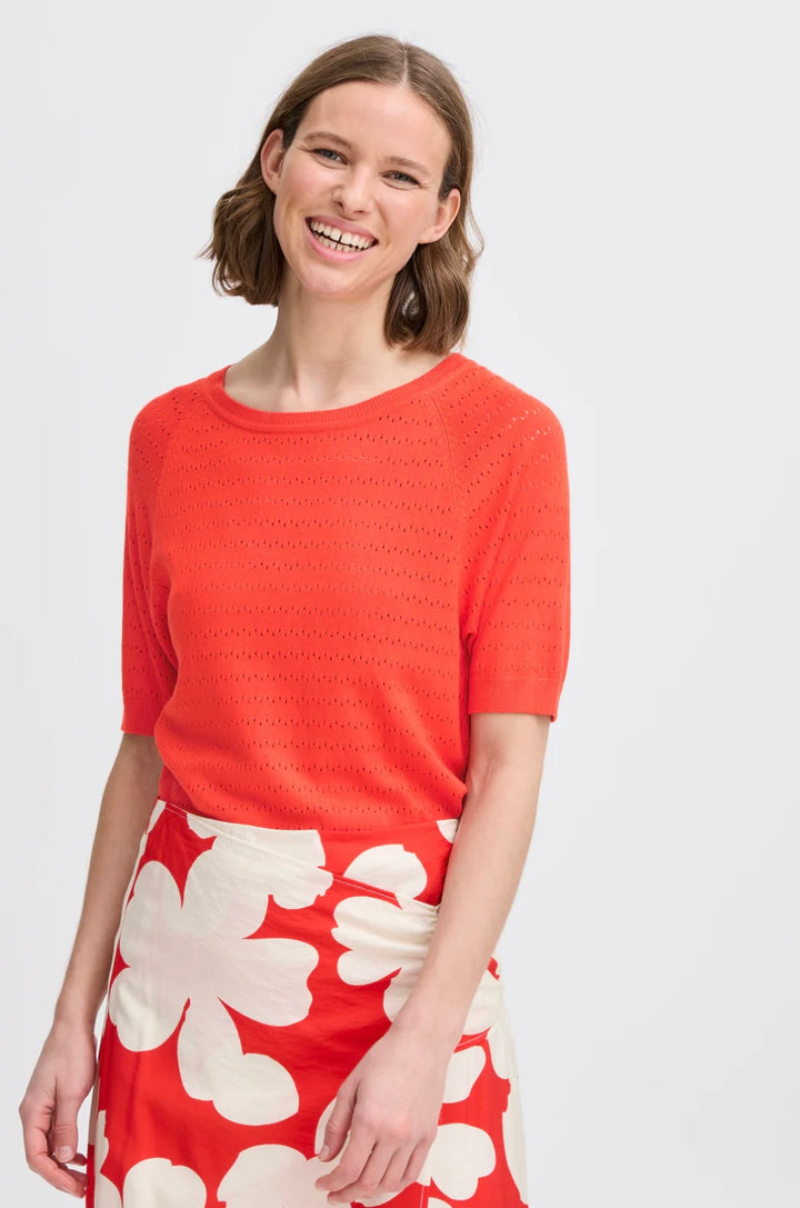 OMANJA SS JUMPER FLAME SCARLETT