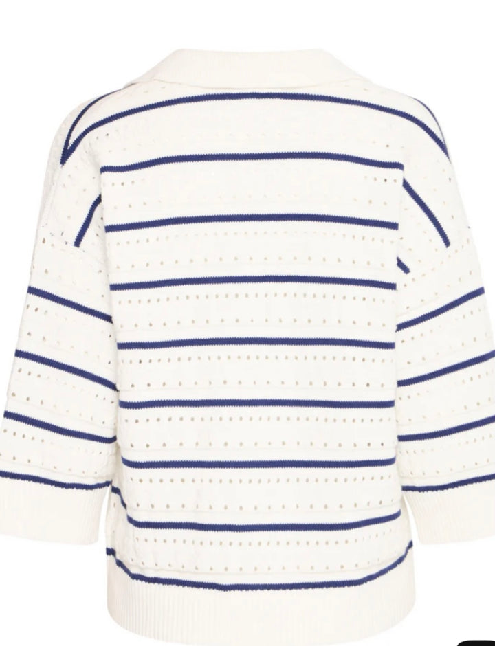 MARSHMALLOW MIX MADALENA POLO KNIT TOP