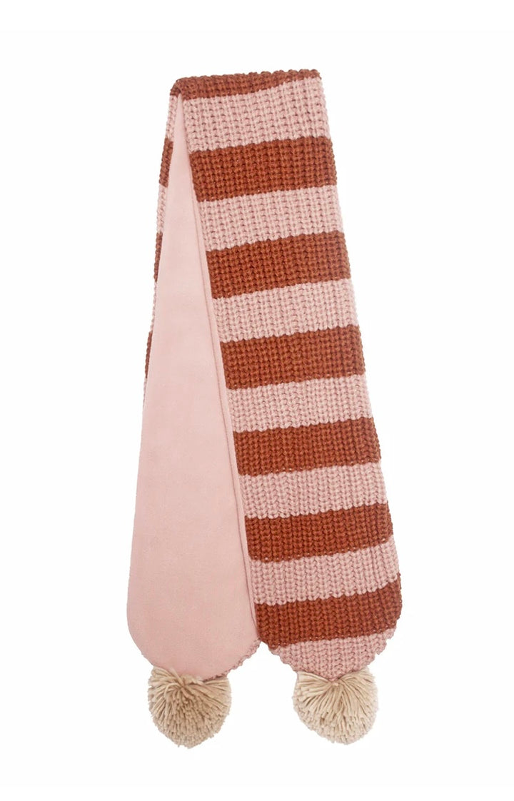 COSY STRIPED KNITTED SCARF PINK