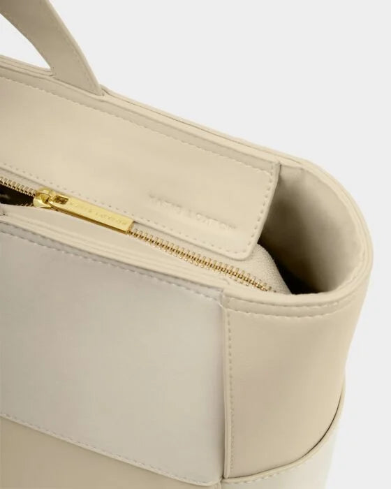 TAYA WOVEN SUEDETTE TOTE BAG | OFF WHITE / OFF WHITE SUEDETTE