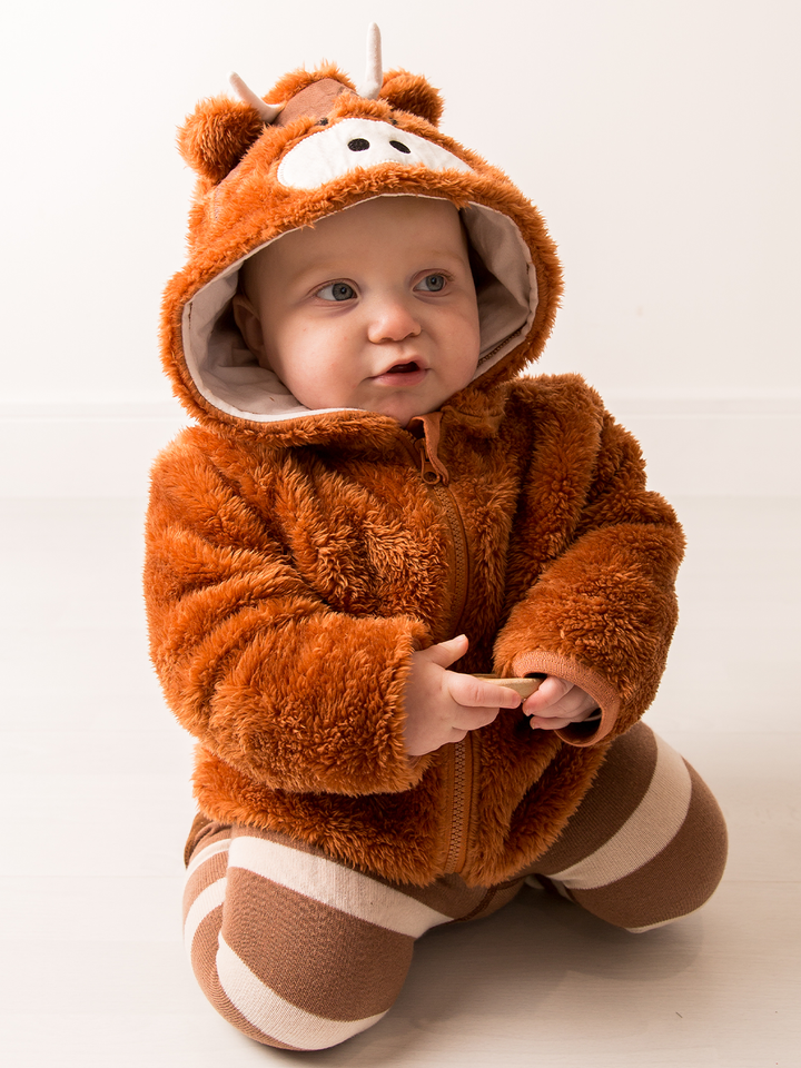 Neutral Hamish Highland Cow Hoodie: 6-12 Months