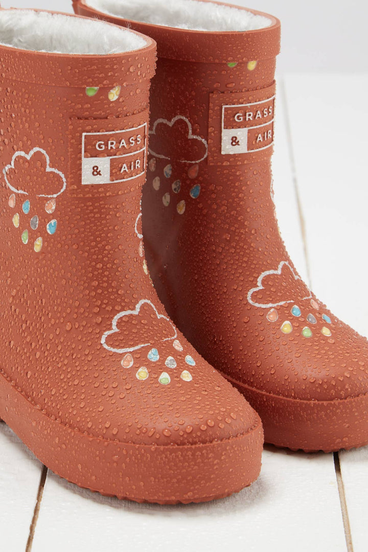 Burnt Orange Colour-Changing Kids Wellies: UK12