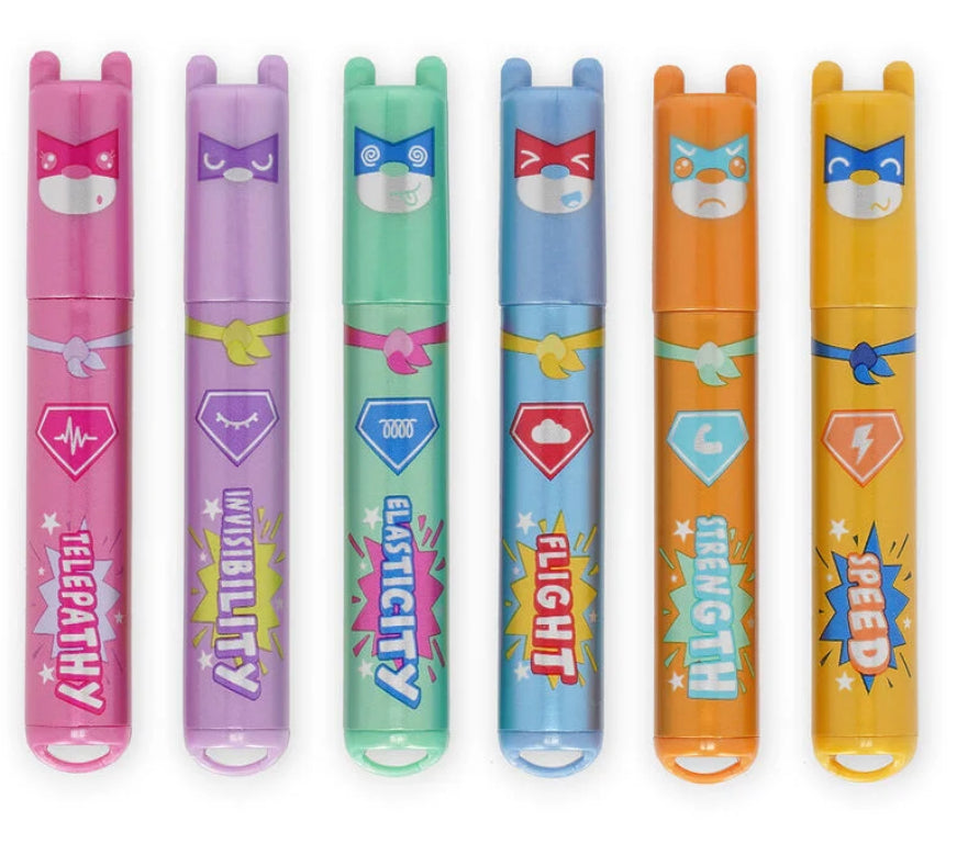 SET OF 6 MINI HIGHLIGHTERS - TEDDYS SUPERPOWER