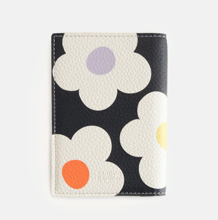MULTI FLOWER CHARCOAL PASSPORT HOLDER