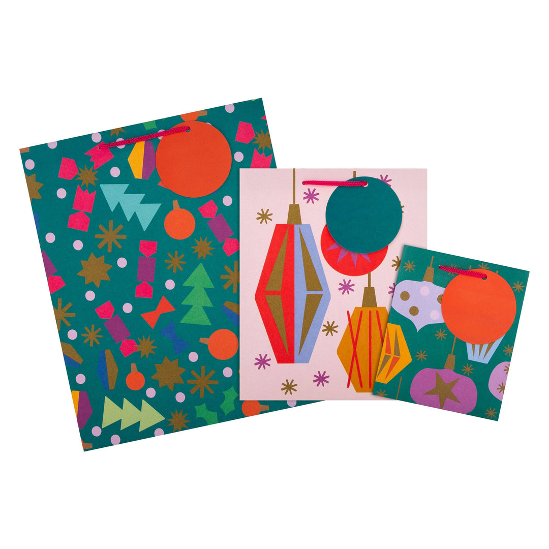 Christmas Gift Bags - Pack of 3 in 3 Abstract Festive