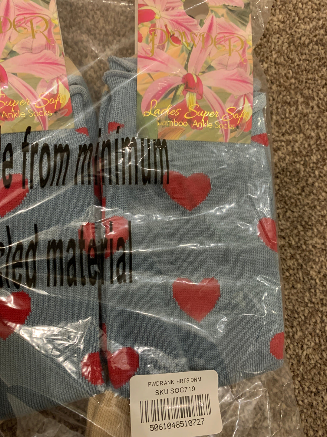 HEARTS DENIM BLUE ANKLE SOCKS SIZE 3-8