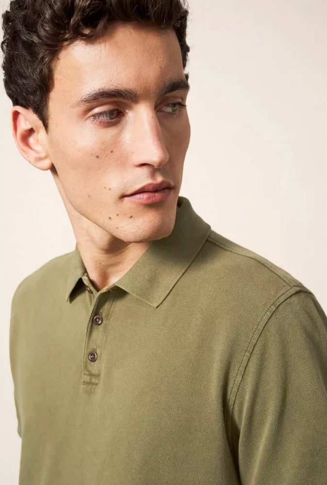 KHAKI GREEN UTILITY POLO TOP