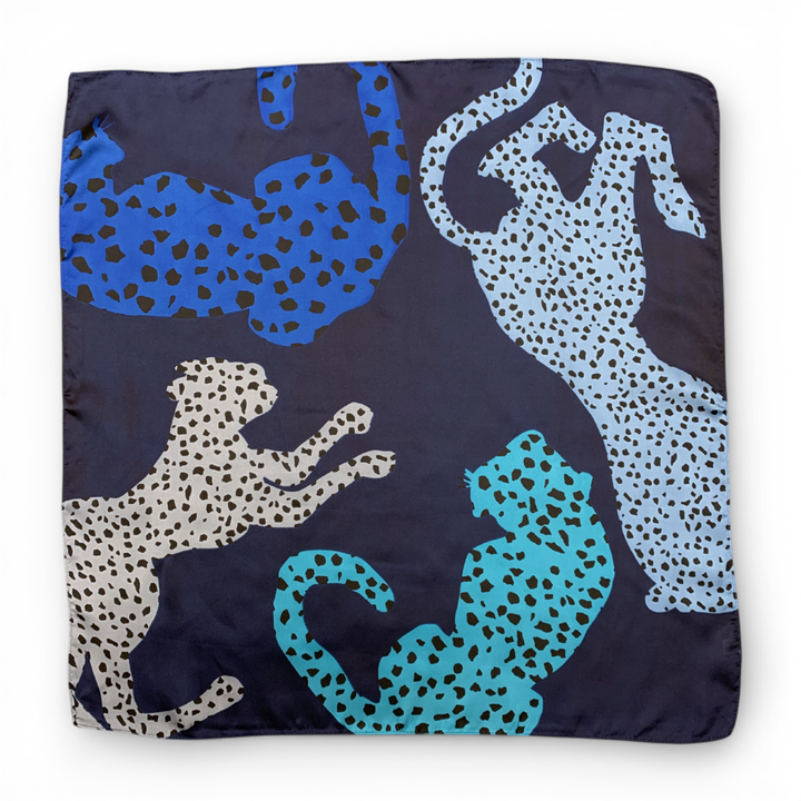 70*70cm Cheetah Square Silk Touch Scarf: Beige