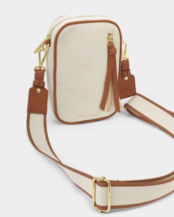 HALLIE SMALL CROSSBODY BAG COGNAC / CANVAS