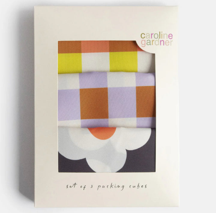 MULTI FLOWER CHECK SET OF 3 PACKING CUBES