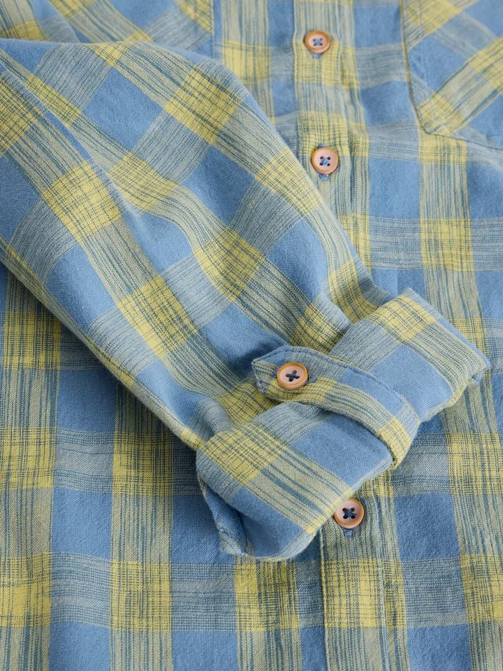 SOPHIE ORGANIC CHECK SHIRT BLUE MLT