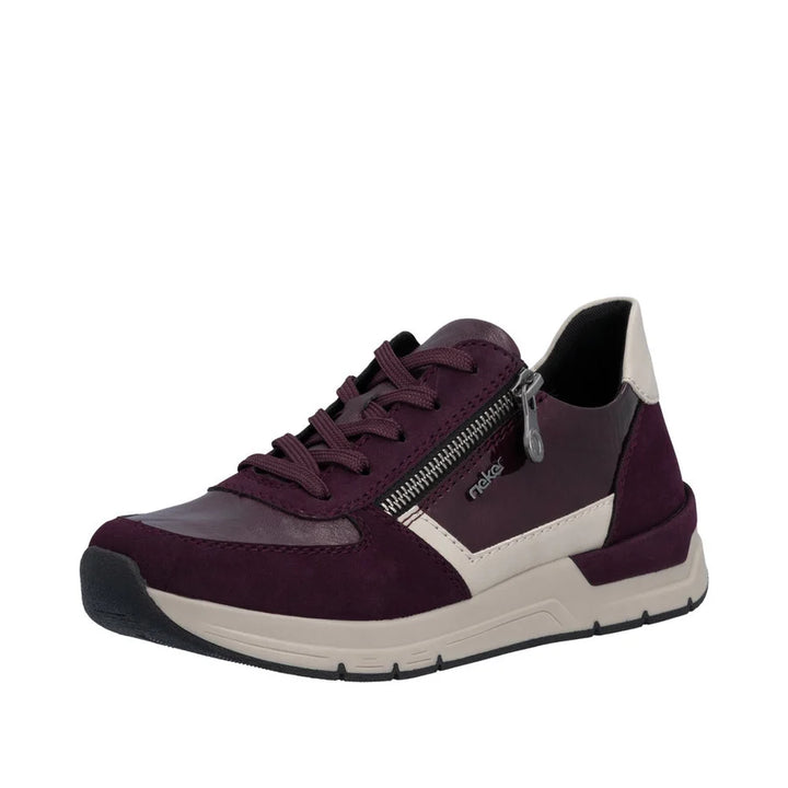 Rieker Women's Red Leather Lace and Zip Trainers 58902-35