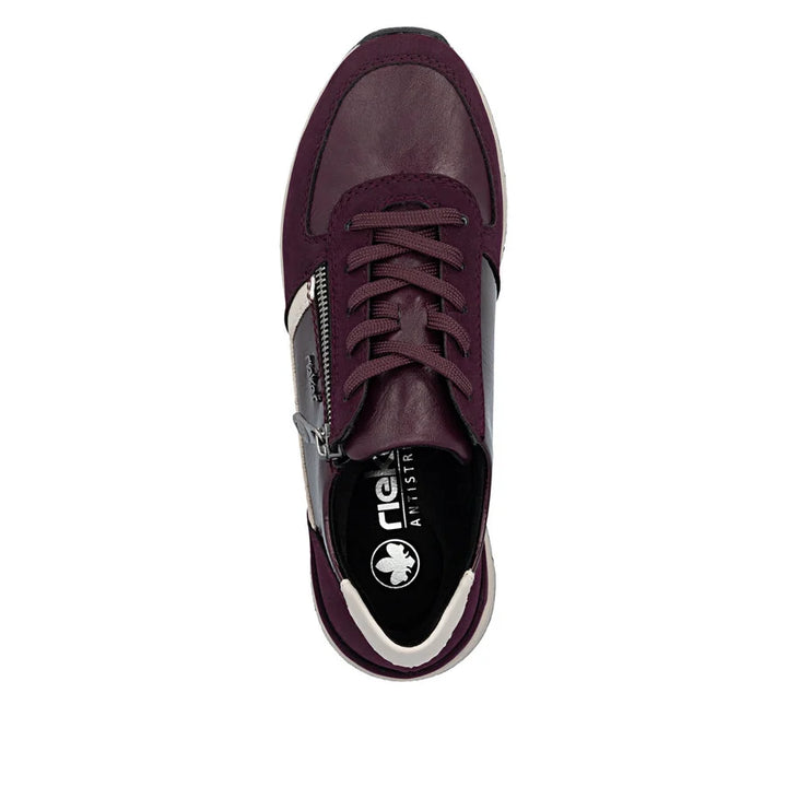 Rieker Women's Red Leather Lace and Zip Trainers 58902-35