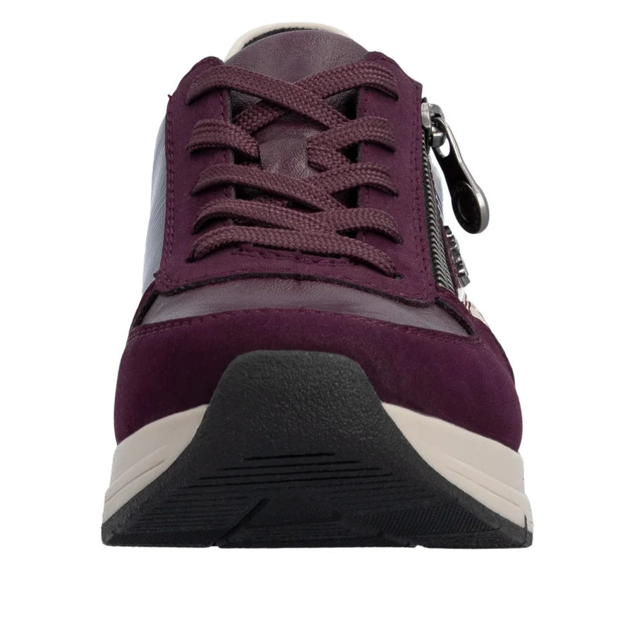 Rieker Women's Red Leather Lace and Zip Trainers 58902-35