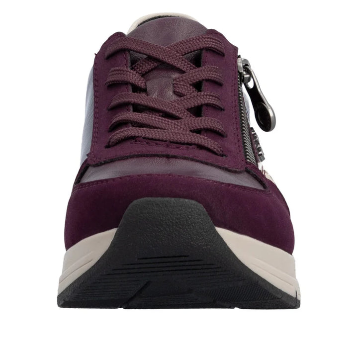 Rieker Women's Red Leather Lace and Zip Trainers 58902-35