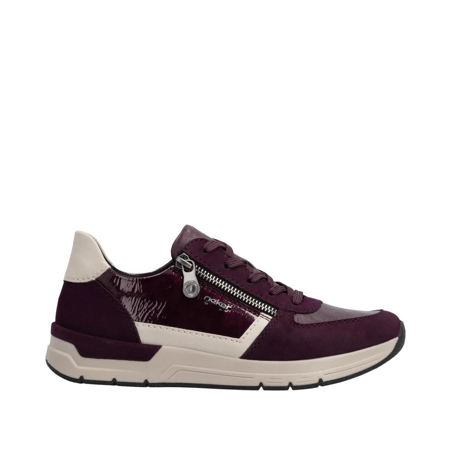 Rieker Women's Red Leather Lace and Zip Trainers 58902-35