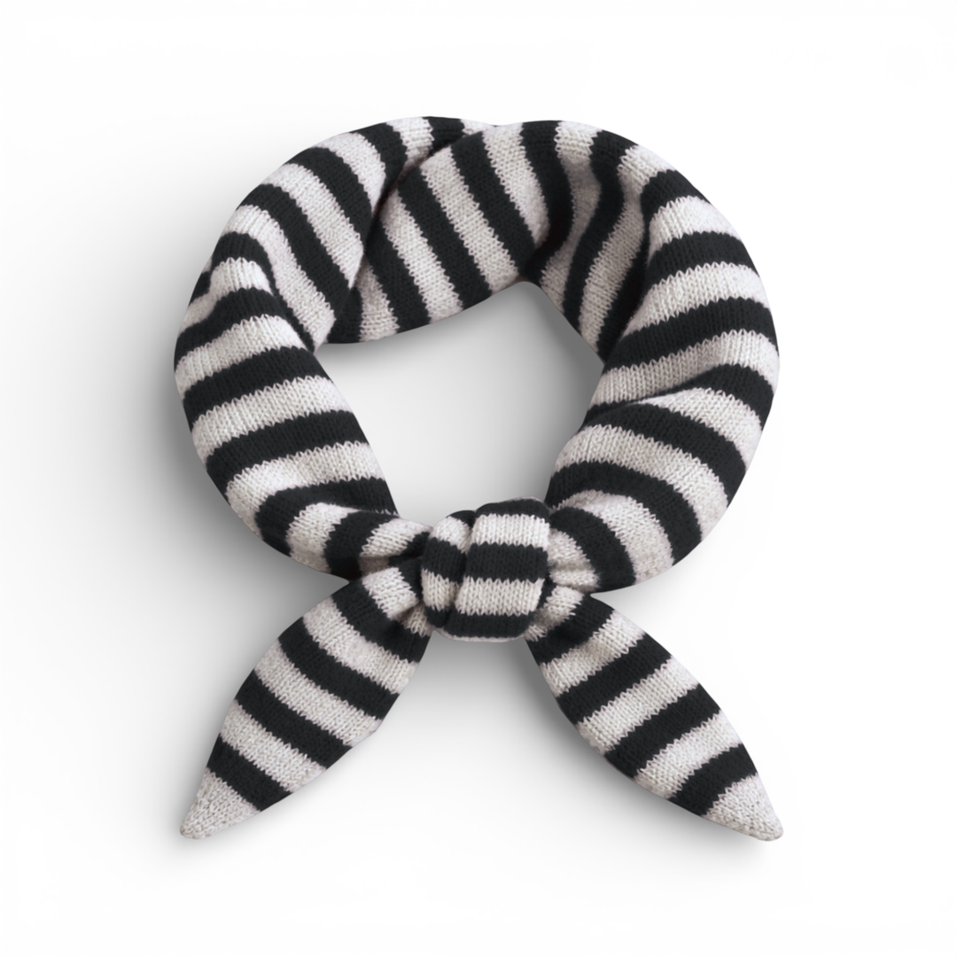Striped Wool Blend Light Weight Triangle Neck Scarf: Navy Grey