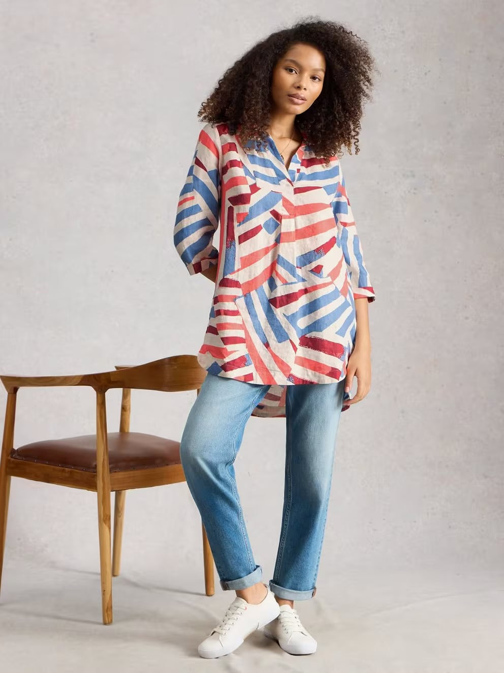 BIANCA LINEN TUNIC IVORY PRINT