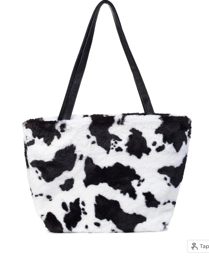 BLACK COW PRINT BAG