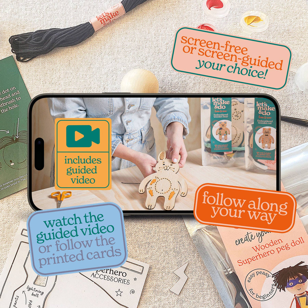 Create Your Own Superhero Wooden Peg Doll Kit