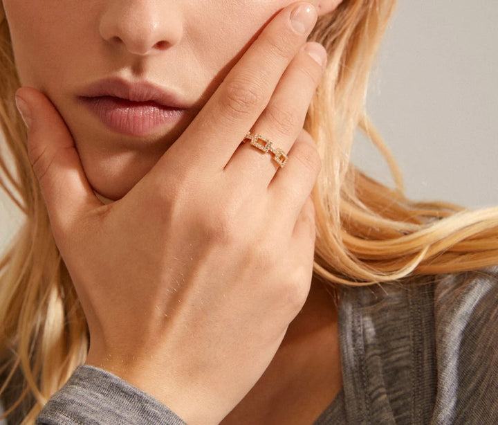 COBY RECYCLED GOLD PLATED CRYSTAL RING