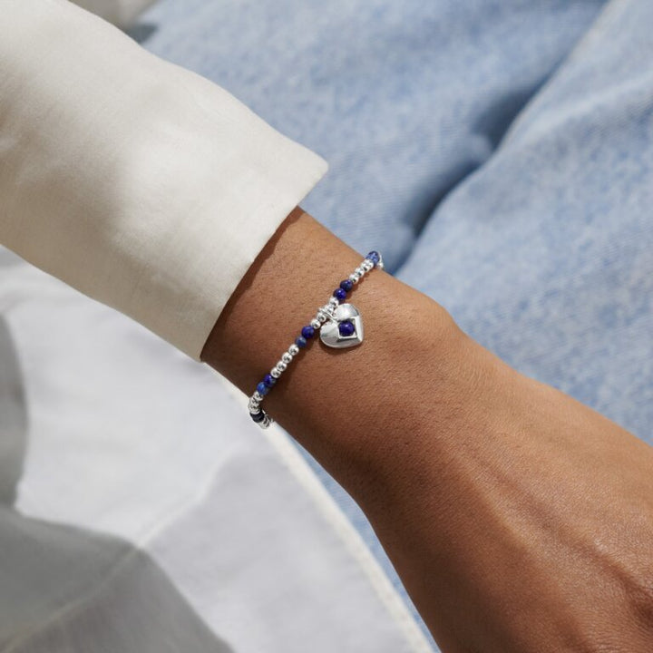 A LITTLE SEPTEMBER LAPIS LAZULI BIRTHSTONE SILVER PLATED BRACELET