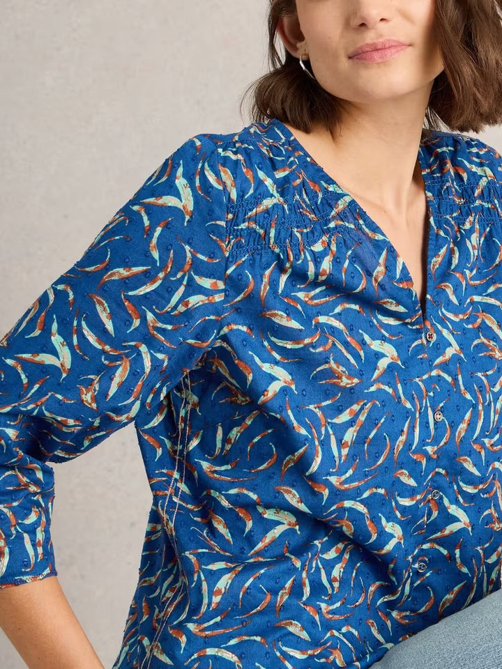 RAE ORGANIC COTTON TOP BLUE PRINT