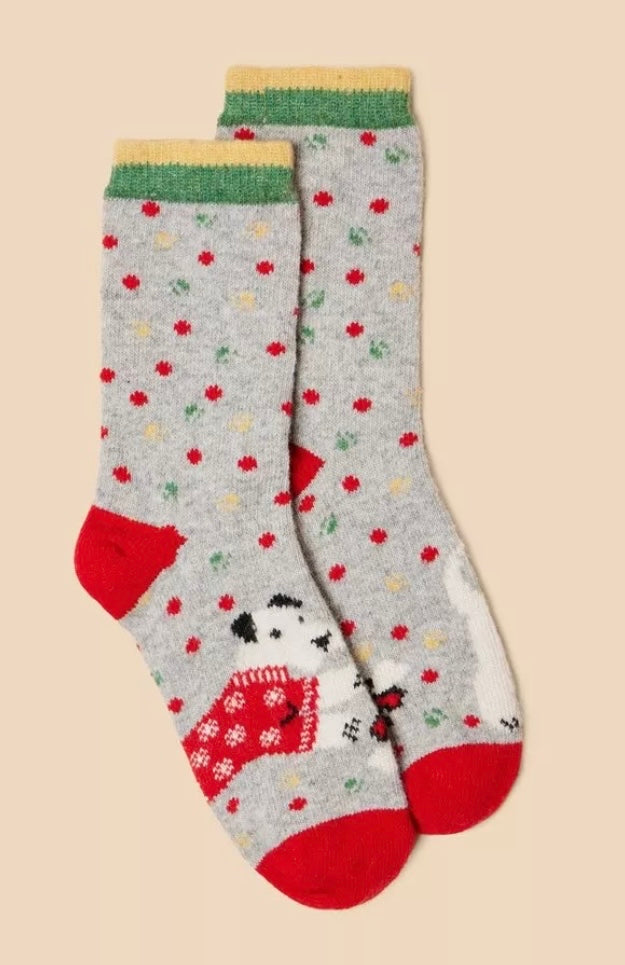 CHRISTMAS DOG WOOL MIX SOCKS