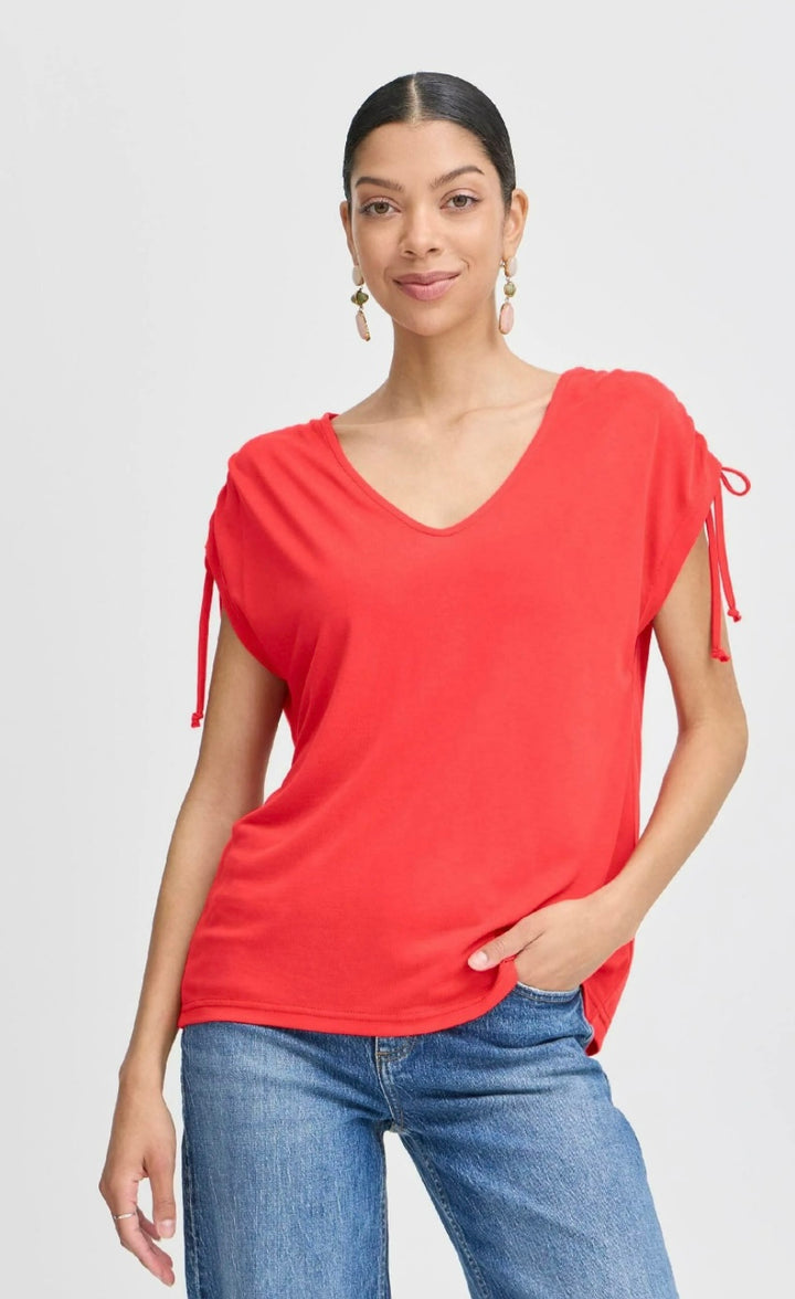 PERL STRAP T-SHIRT FLAME SCARLET