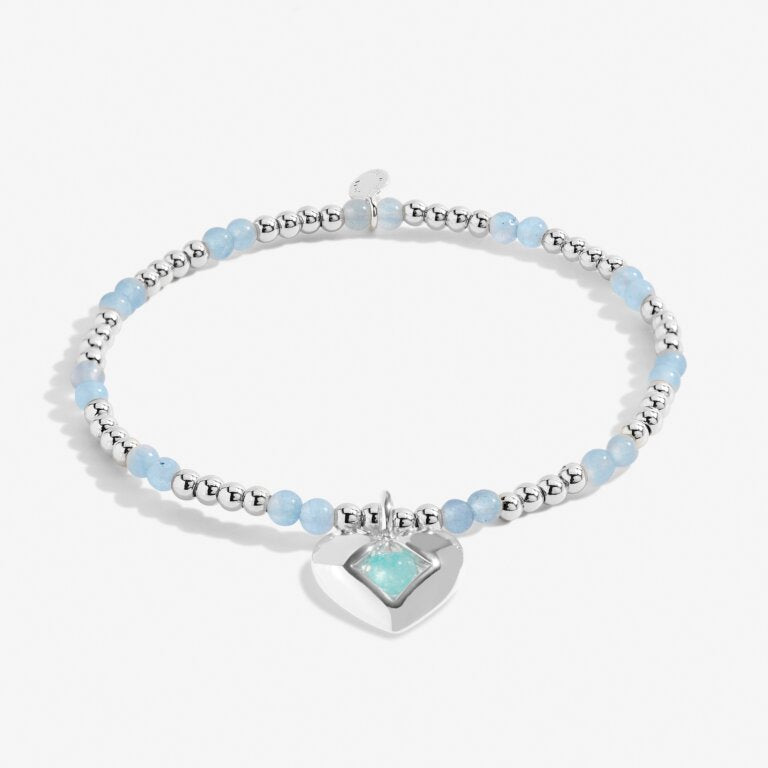 A LITTLE MARCH AQUA CRYSTAL BIRTHSTONE SILVER PLATED BRACELET