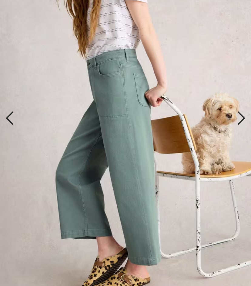 TIA WIDE LEG CROP JEAN MID BLUE