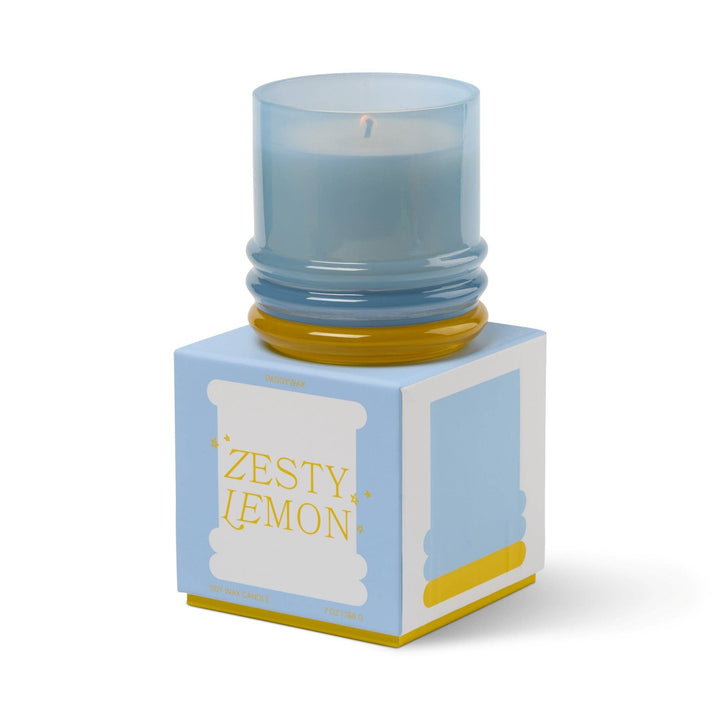 Paddywax Stack Glass Candle Blue - Zesty Lemon