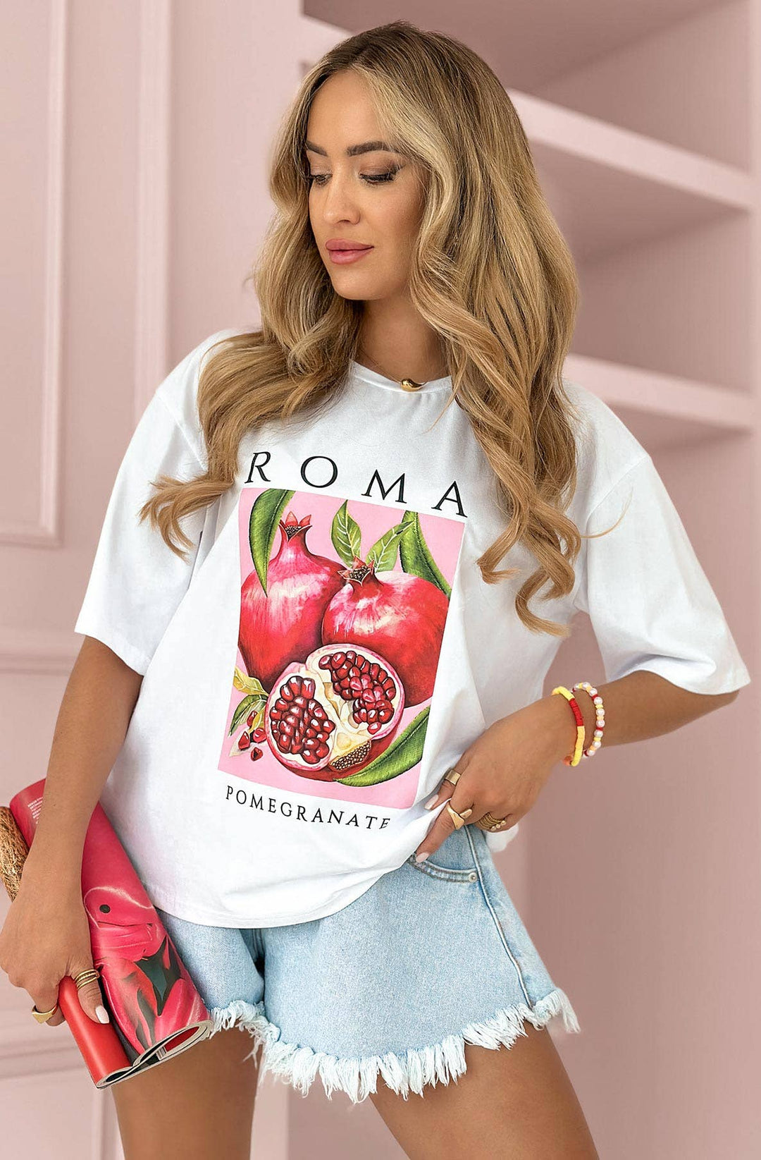 ROMA 'Pomegranate' Graphic Printed T-SHIRT (ONE SIZE UK 8/14)