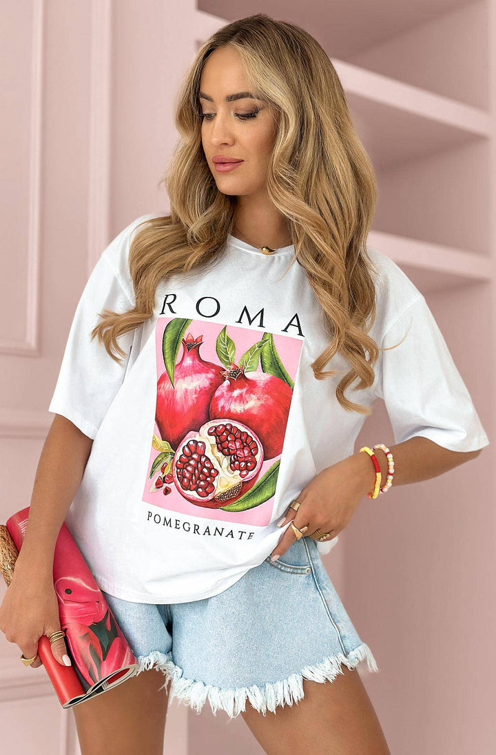 ROMA 'Pomegranate' Graphic Printed T-SHIRT (ONE SIZE UK 8/14)
